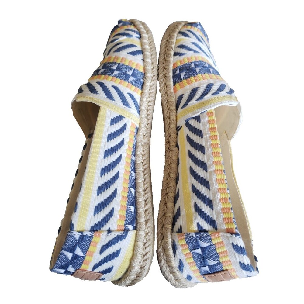 TOMS Alpargata Rope Natural Global Jacquard Espradille Flat Blue Yellow Size 9 - Picture 9 of 11